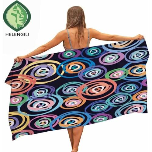 HELENGILI Plaid Circle Microfiber Pool Beach Towel Portable Quick Fast Dry Sand Outdoor Travel Swim Blanket Thin Yoga Mat