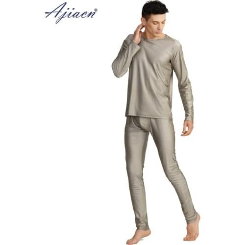 Genuine Electromagnetic radiation protective long johns Electronic countermeasures EMF shielding 100% silver fiber clothing