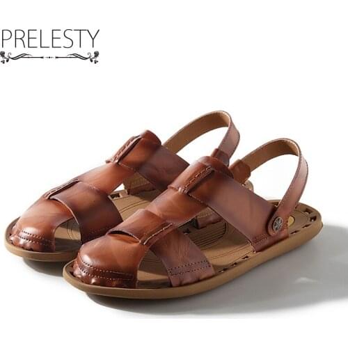 Prelesty Closed Toe Men Snadals Ankle Wrap Noveltty Beach Holiday Walking Shoes Non-slip Waterproof Quality Slippers Dropshipp