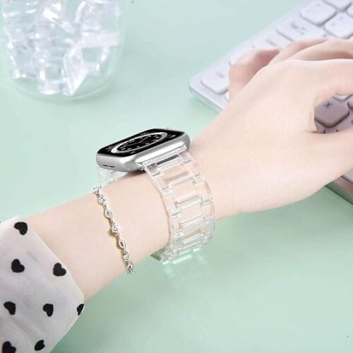 Clear Bracelet for Apple Watch Band 44mm 40mm 42mm 38mm Wristband Strap for iWatch SE Series 6 5 4 3 2 1 Bands