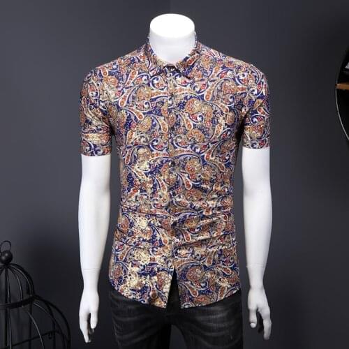 Plus Size 7XL 6XL 5XL Summer Short Sleeve Thin Floral Shirts Men Clothes 2021 Simple Slim Fit Casual Stretched Chemise Homme Hot