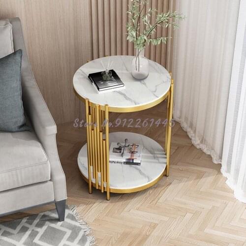 Nordic Light Luxury Side Sofa Side Cabinet Rock Board Living Room Corner Table Balcony Small Tea Table Mini Bedside Round Table
