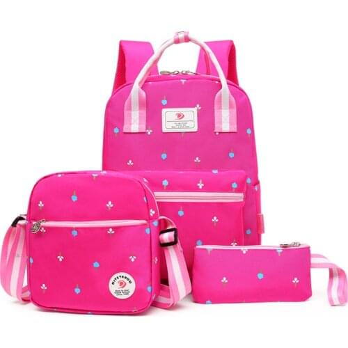 Flowers Printing School Bags Canvas Backpacks 3pcs/set Schoolbag Kids Lovely Backpack For Children Girls Book Bag Mochila sac