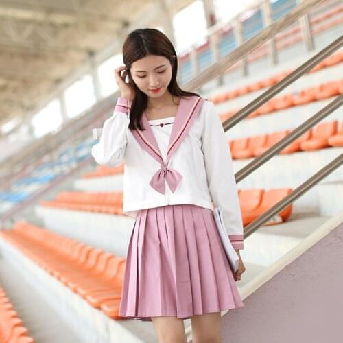 Lovely Girl Jk School Uniform Fresh Color Japanese Cosplay Short Sleeved Sailors Suit Student College Clothes Tops Pleated Skirt