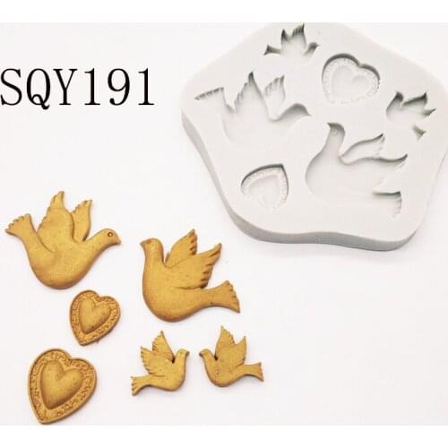 Love sugar flower silicone mold Pigeon couple chocolate cake decoration tools