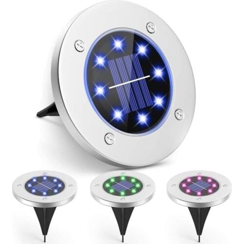 SLOGOL Solar Garden Ground Lights Disc Waterproof and Pressure-proof Landscape Lighting Lawn Light Sidewalk Discoloration Lights