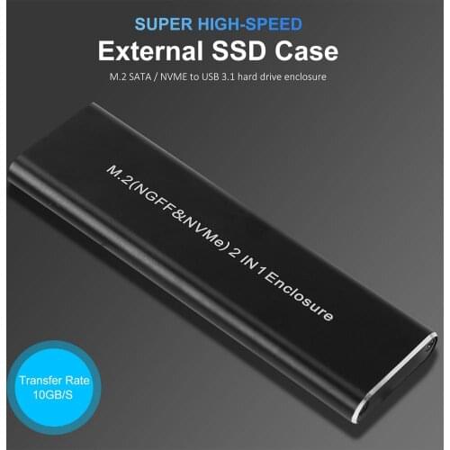 SSD External Box Case For M.2 NVME/NGFF USB3.1 SSD Enclosure 10Gbps PCI Protocol To Type C Hard Drive HDD Enclosure Case