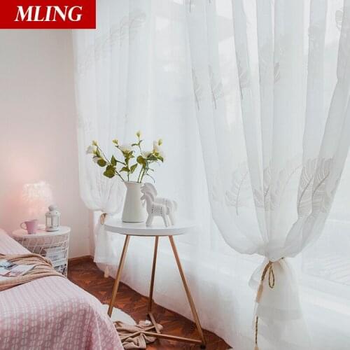 Japan Style White Sheer Curtains for Living Room Tulle for Windows Curtains In Bedroom Home Decoration Leaves Voile Drapes