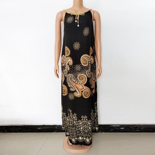 Spaghetti Print Dresses For Women 2021 Summer Best Quality African Clothes For Women Soft Sleeveless Free Size Ladies Maxi Dress
