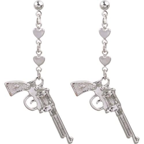 10 pair/lot fashion women jewelry accessories metal heart gun pistol earrings for women