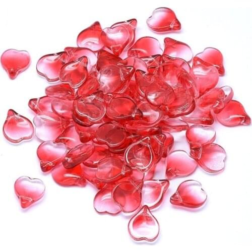 100pcs Small Transparent Glass Charms Pendants Heart Shaped Petal for Jewelry Making DIY Bracelet Necklace 15x12x4.5mm Hole: 1mm