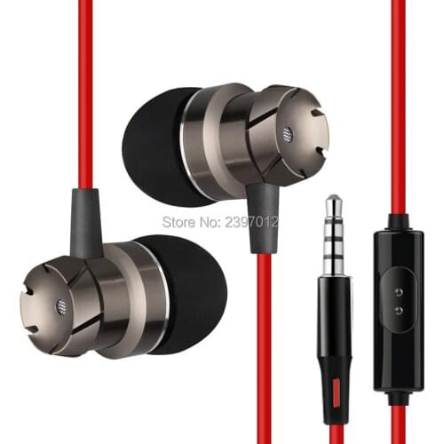 1000pcs/lot Metal Wired Earphone Super Bass Sound Wired 3.5mm In-Ear Headset with Microphone for Computer Mobile Phone