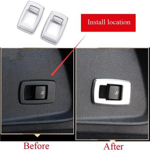2pcs ABS Chrome The Second Row Seat Adjustment Button Frame Cover Trim For BMW 2 Series 218i Gran Tourer F45 F46 2014-2017