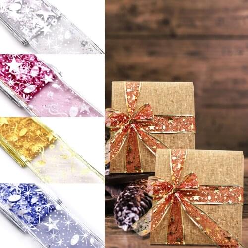 2 Yard Organza Bling Ribbon Wreath Flowers Christmas Present Weeding Wire Edged Arts,Crafts Sewing Wedding Christmas Decoration