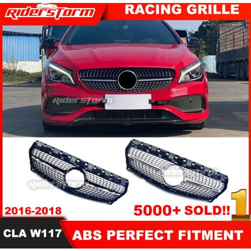 For CLA class W117 Diamond Grill Front Grille for CLA class CLA180 CLA200 CLA220 CLA250 Car grille front bumper front lip grill