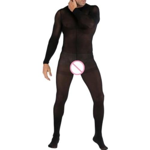 2020 Popular Mens Pajamas Bodystocking Seamless Sleepwear Sexy Body Lingerie Crotchless Bodysuit Men Pantyhose Sexy Underwear