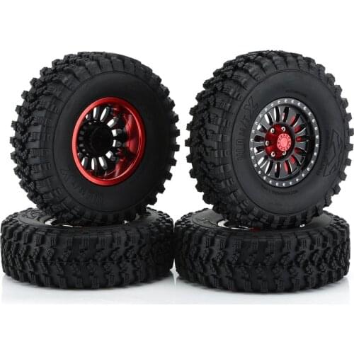 4PCS RC Climbing Car Tire Wheel 1.9in Climbing Rubber Tires with Aluminum Alloy Wheel Rim Beadlock Wheel Hub