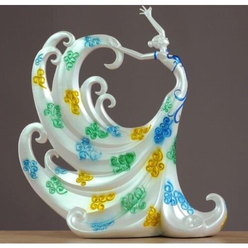 43CM EUROPEAN PEACOCKS DANCING GIRL ART SCULPTURE CHARACTER FIGURINE RESIN CRAFTS CREATIVE HOME DECORATION WEDDING GIFT R5014