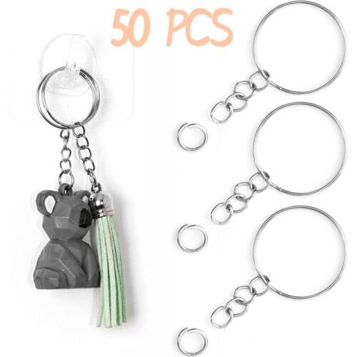 50PCS Metal Keychain with Open Ring Chain High Quality Pendant Fixing Ring DIY Buckle Belt Ring Compact Practical. Easy To Carry