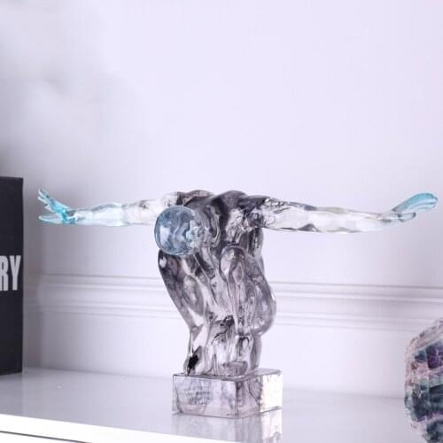 ABSTRACT FIGURE WITH OPEN HANDS READY FOR JUMPING MOVEMENT SCULPTURE CLASSY NEW HOME LIVING ROOM OFFICE DECOR RESIN ART CRAFTS