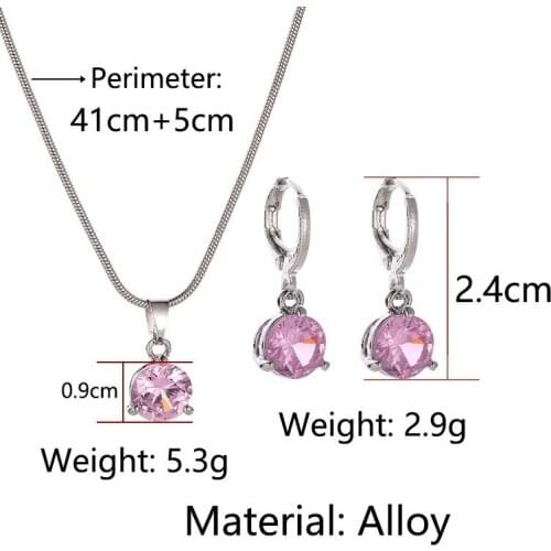 AliExpress explosions European and American classic round zircon set three claw necklace set