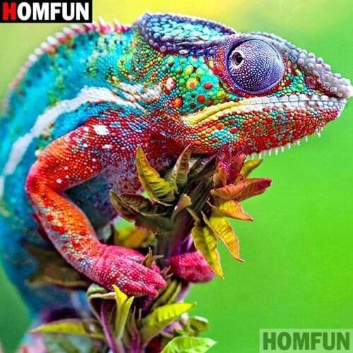 HOMFUN DIY 5D Diamond Painting "Animal chameleon" Full Diamond Embroidery Sale Picture Of Rhinestones For Festival Gifts A25923