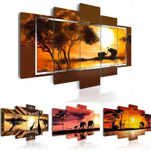 Huacan Diamond Painting Elephant Full Square Diamond Embroidery Multi-picture 5pcs/set Giraffe DIY Home Decoration