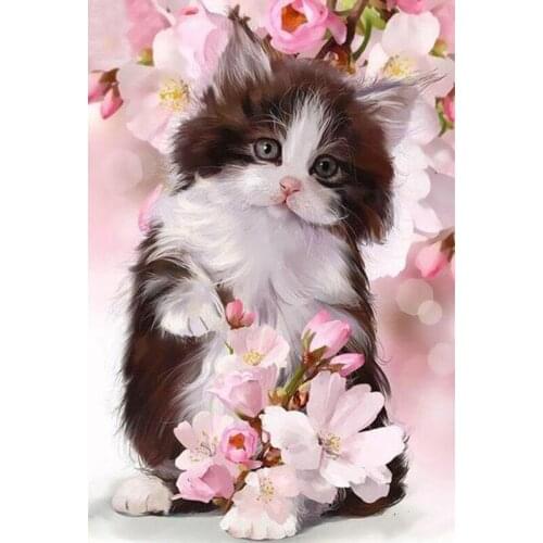 5D DIY Diamond Painting Cute kitten Home Decor Pet Handmade Gift