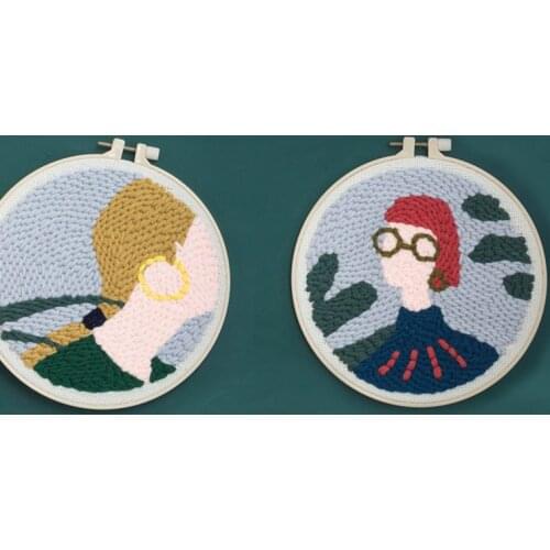 Girl punch needle kits, DIY embroidery beginners kit, punch needle kit with yarn, punch needle starter kit, rug hook pattern and