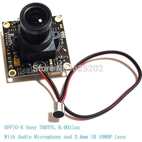 EFFIO-E 1/3 Sony CCD 700TVL Camera Chipset Module with Microphone and 3.6mm HD Lens