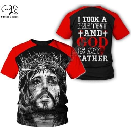 PLstar Cosmos Christian Catholic Jesus God Guard Retro Streetwear 3Dprint Funny Men/Women Summer Casual Short Sleeve T-shirts A3