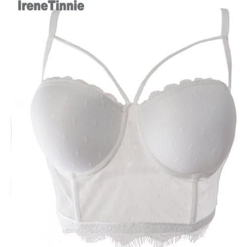 Irene Tinnie Classic Charming Sexy Black/White Lace Top Womens Push Up Bralet Bustier Bra Ladies Plus Size Cotton Cropped Tops