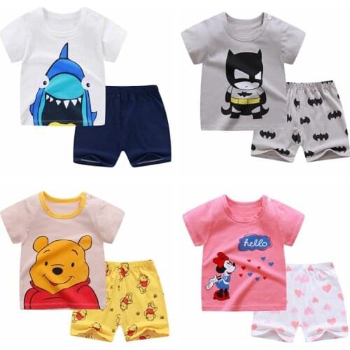 0-4Y Baby Girls Clothing Set Kids Boys Girls Clothes Set Short Sleeves Tshirt Toddler Baby tops + Pants Girls Suit Kids Clothing