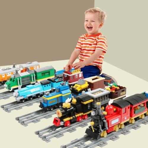 City Train Track Building Blocks Compatible Brand Blocks DIY Railway Model Block City Construction Train Toys For Children Gifts