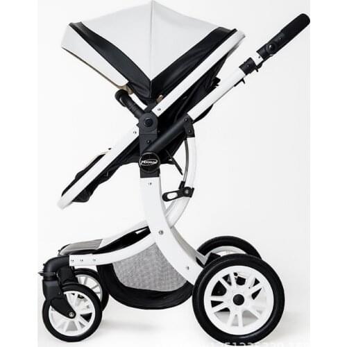 Leather 3 in 1 Baby Stroller,Two Way Stroller,Car Seat Newborn Bassinet,travel white folding baby stroller,baby Carriage Pram