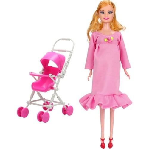 Pregnant Doll Mom Doll with Baby Pregnant Women Baby Children Cart Strollers Educational Toys for Girls Role Play Toys