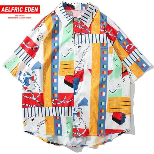 LACIBLE Color Printing Hawaii Beach Tee Shirts Men Streewear Casual Vacation Hawaiian Short Sleeve Shirt Summer Colorful T-shirt