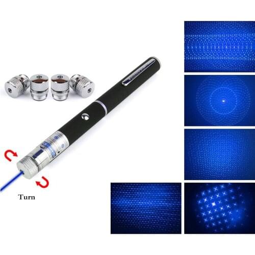 6in1 5mw 405Nm 530Nm 650Nm Red Green Blue Laser Pointer Pen Laser Flashlight + 5 Star Caps Beam Light ,Aperture, Kaleidoscopic