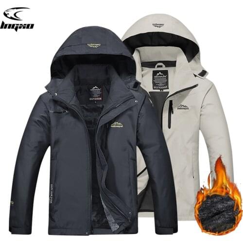 LNGXO Winter Inner Fleece Waterproof Jacket Men Women Outdoor Windbreaker Hiking Camping Skiing Rain Jacket Thick Thermal Coat