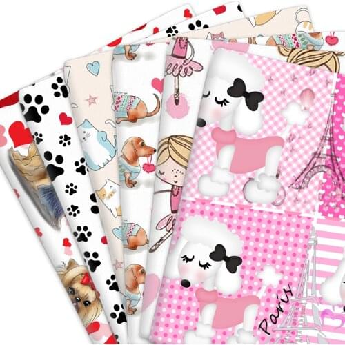 50*145cm Animal LOVE Dog Polyester Or 100% Cotton Fabric Patchwork For Quilt Tissue Kids Home Textile Sewing Doll Dress Curtain