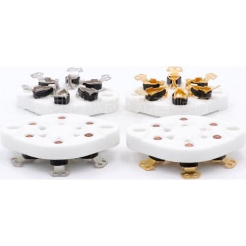 4Pcs new 6pin tube GZC6-1 sockets ceramic base 2A5, 6C6, 6D6,1265, RK43, RK49, T21, VT57, VT58, etc