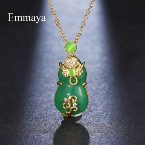 Emmaya Charming Green Glass Necklace With Cute Round Modelling For Female Delicate Design Fashion Jewelry Wedding Party
