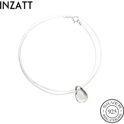 INZATT Real 925 Sterling Silver Fishing Line Cute waterdrop Zircon Pendant Necklace Fine Jewelry Romantic Choker For Women Gift