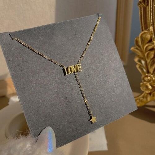 Titanium steel love letter necklace female light luxury niche design sense ins cold wind clavicle fashion trendy necklace