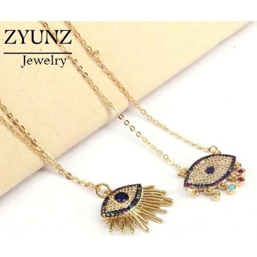 4PCS, Drip eye pendant necklace CZ micro pave necklace ladies accessories girl best party wedding jewelry