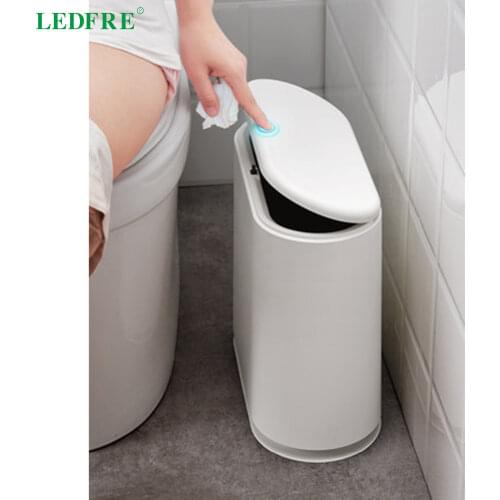 LEDFRE Push-type Plastic Trash Cans Can Be Used In Kitchen and Office Trash Cans To Open and Close Silently LF83001