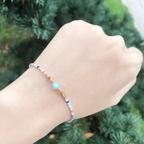 Rainbow Beads Multi Charm Bracelets Women Handmade Delica Crystal Green Stone Pulseras Fashion Bracelet Boho Rope Miyuki Jewelry