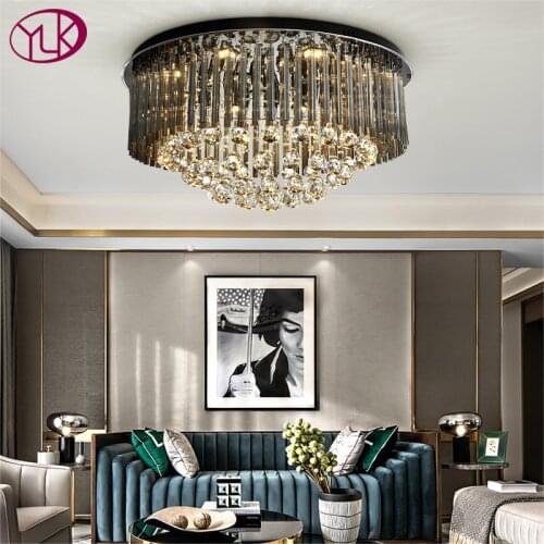 Black home decor ceiling chandelier modern crystal lamp for bedroom Luxury living room chandeliers lighting fixtures