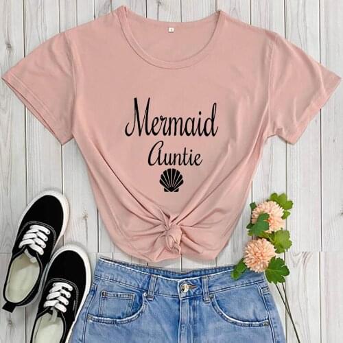Mermaid Auntie Shirt New Arrival Summer Casual 100%Cotton Funny T Shirt mermaid party outfit mermaid party shirts Gift For Aunt