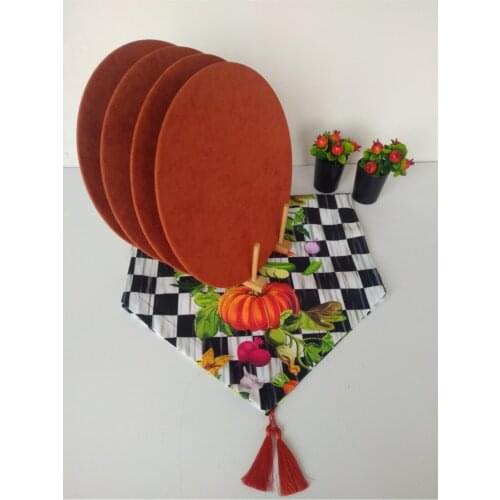 American Service Team Checkers Makkenzie Pumpkin Pattern Tassels Runner 4 Tile Color Supla